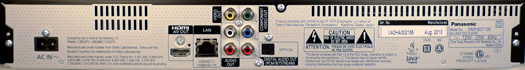 Panasonic DMP-BDT100 back panel
