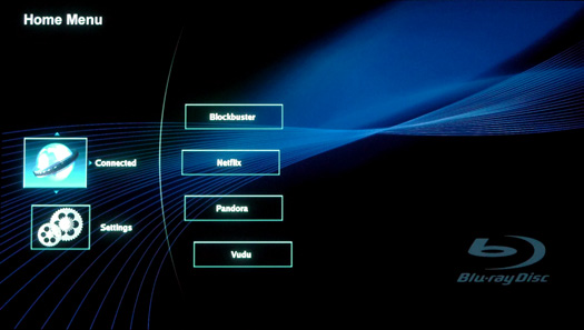 Toshiba BDX2500 Home Menu