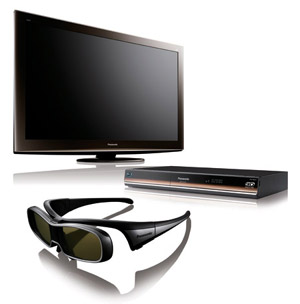 Panasonic 3DTV, Blu-ray 3D player and 3D glasses.