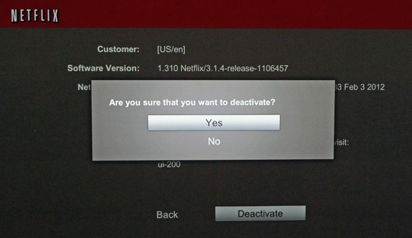 Netflix deactivation confirmation