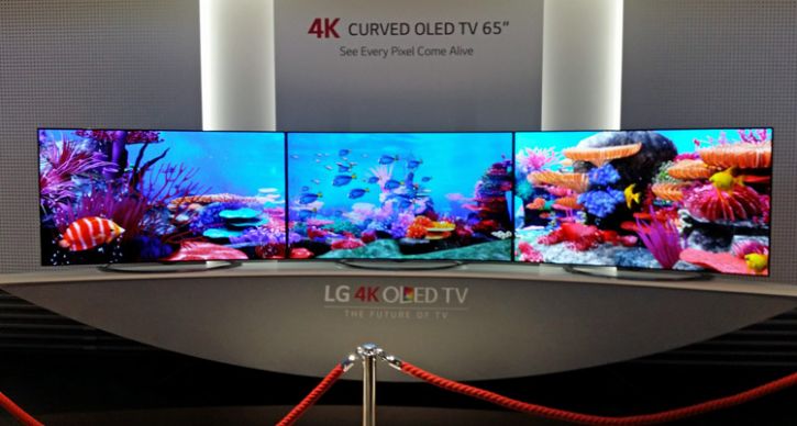 A trio of 65-inch Ultra HD OLED TVs from LG