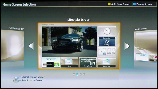 Panasonic VIERA Home Screen selection