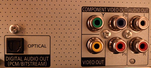 DMP-BD70V analog and optical digital outputs.