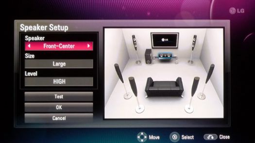 BD390 Speaker Configuration Screen