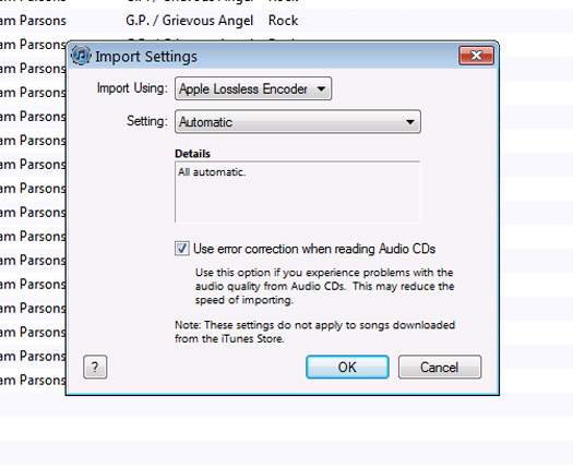 iTunes Import Settings