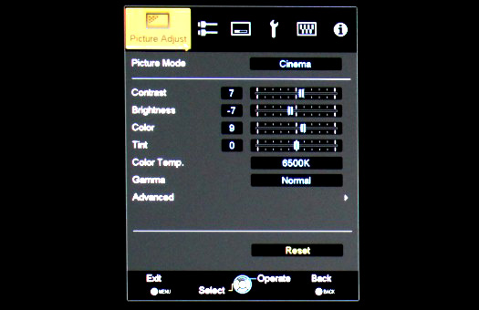 The DLA-X3's Menu