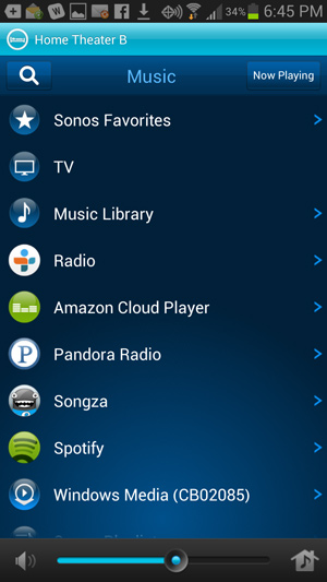 SONOS App main screen